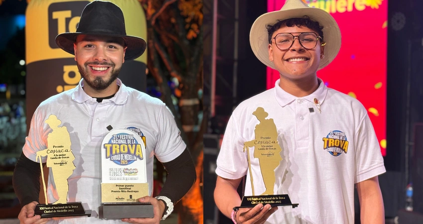 Los trovadores Yanka y Juan José fueron reconocidos como la mejor pareja de la noche. Fotos: Teleantioquia